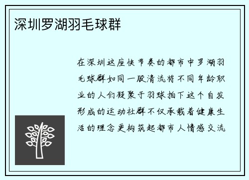 深圳罗湖羽毛球群